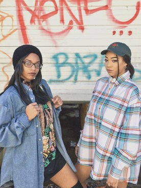 「plaid」｜「アイテム（ニットキャップ/ビーニー）」を使った、Detranelle さん（レディース・165cm）の冬コーディネート