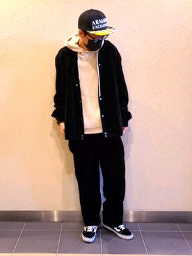 「ARMANI EXCHANGE（アルマーニエクスチェンジ）のアイテム（キャップ）」を使った、しょーごやんさん（メンズ・171cm）の春コーディネート