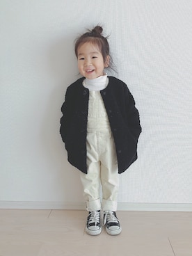 「クリスマス」｜「アイテム（ノーカラージャケット）」を使った、Koharu.さん（キッズ・90cm）の冬コーディネート