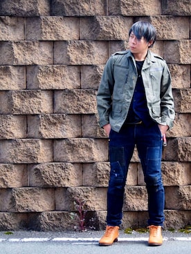 「花見」｜「アイテム（ミリタリージャケット）」を使った、Kyonさん（メンズ・174cm）の春コーディネート