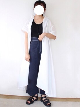「リブタンクトップ」｜「アイテム（ワンピース/ドレス）」を使った、りつ。さん（レディース・154cm）の春コーディネート
