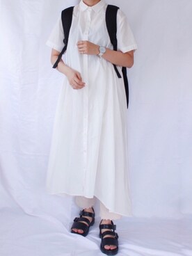 「アシンメトリー」｜「アイテム（シャツワンピース）」を使った、りつ。さん（レディース・154cm）の夏コーディネート