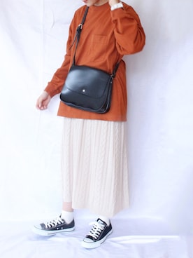「merlot plus（メルロープリュス）のアイテム（ショルダーバッグ）」を使った、りつ。さん（レディース・154cm）の秋コーディネート