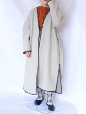 「テラコッタ」｜「アイテム（ノーカラージャケット）」を使った、りつ。さん（レディース・154cm）の秋コーディネート