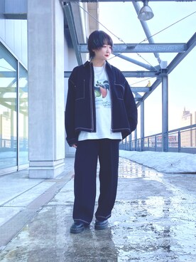 「JUNRED（ジュンレッド）のアイテム（ブルゾン）」を使った、yukimiさん（レディース・155cm）の春コーディネート