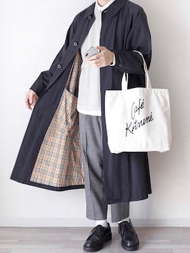 「平成最後のWEARISTAセンバツ」｜「アイテム（ステンカラーコート）」を使った、ちょこすけ🍫さん（メンズ・168cm）の春コーディネート