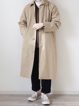 「Steven Alan」｜「アイテム（ステンカラーコート）」を使った、ちょこすけ🍫さん（メンズ・168cm）の春コーディネート