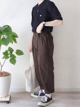 「Scye（サイ）のアイテム（Tシャツ/カットソー）」を使った、ちょこすけ🍫さん（メンズ・168cm）の秋コーディネート