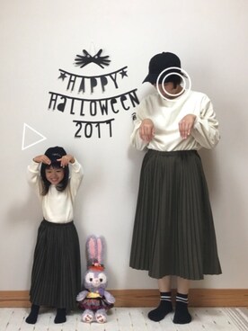 「wearhalloween2017」｜「アイテム（キャップ）」を使った、Sakura&mammyさん（キッズ・90cm）の秋コーディネート