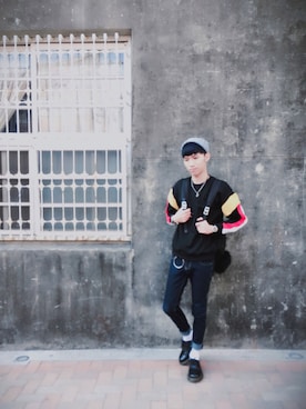 「NAVY（ネイビー）のアイテム（帽子）」を使った、Andyさん（メンズ・173cm）の冬コーディネート