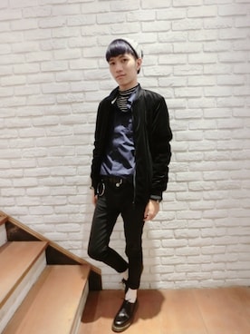 「NAVY（ネイビー）のアイテム（帽子）」を使った、Andyさん（メンズ・173cm）の冬コーディネート