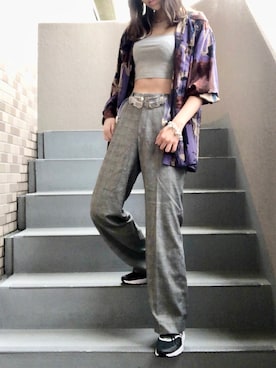 「古着好きな人と繋がりたい」｜「アイテム（キャミソール）」を使った、らりるさん（レディース・158cm）の春コーディネート