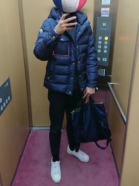 「EDIFICE（エディフィス）の◇T/Wストライプ イージーリブスラックス（その他パンツ）」を使った、きよさん（メンズ・182cm）の冬コーディネート