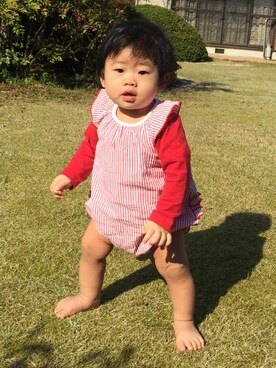 「PETIT BATEAU（プチバトー）のアイテム（サロペット/オーバーオール）」を使った、さとこさん（レディース・160cm）の春コーディネート
