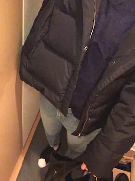 「ZOZO（ゾゾ）のスリムテーパードデニムパンツ［WOMEN］（デニムパンツ）」を使った、seyoさん（レディース・166cm）の冬コーディネート