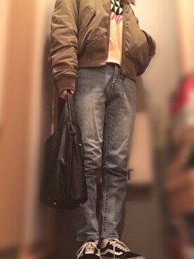 「Rodeo Crowns（ロデオクラウンズ）のアイテム（ブルゾン）」を使った、seyoさん（レディース・166cm）の冬コーディネート