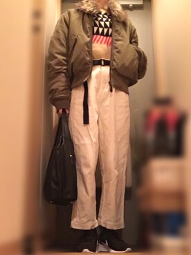 「Rodeo Crowns（ロデオクラウンズ）のアイテム（ブルゾン）」を使った、seyoさん（レディース・166cm）の冬コーディネート