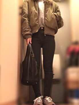 「Rodeo Crowns（ロデオクラウンズ）のアイテム（ブルゾン）」を使った、seyoさん（レディース・166cm）の冬コーディネート