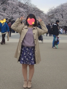 「AS KNOW AS PINKY（アズノゥアズピンキー）のアイテム（トレンチコート）」を使った、のんさん（レディース・146cm）の春コーディネート