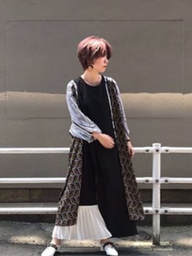 「スタッフコーデ」｜「アイテム（その他アウター）」を使った、Syokoさん（レディース・160cm）の春コーディネート