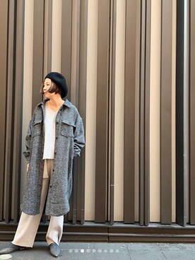 「OSMOSIS（オズモーシス）のアイテム（ステンカラーコート）」を使った、Syokoさん（レディース・160cm）の秋コーディネート