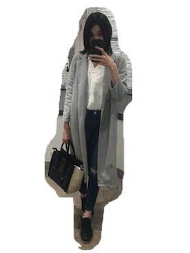 「UNIQLO（ユニクロ）のウルトラストレッチジーンズ（ダメージ）（デニムパンツ、ブルー系）」を使った、れいちぇるさん（レディース・165cm）の秋コーディネート