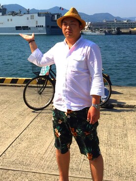 「Pherrow's（フェローズ）のアイテム（その他パンツ）」を使った、アツ－Zさん（メンズ・165cm）の秋コーディネート