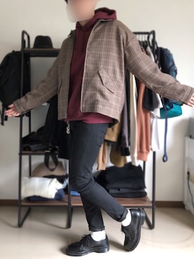 「ワインレッド」｜「アイテム（その他アウター）」を使った、Taikiさん（メンズ・168cm）の秋コーディネート