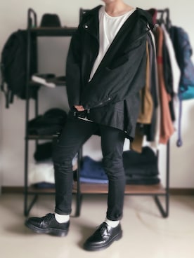 「unrelaxing（アンリラクシング）のアイテム（ライダースジャケット）」を使った、Taikiさん（メンズ・168cm）の秋コーディネート