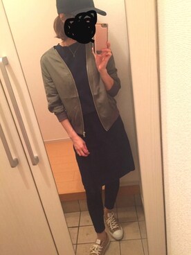 「A part by（アパートバイ）のアイテム（ブルゾン）」を使った、もこさん（レディース・157cm）の春コーディネート