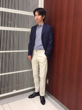 「UNITED ARROWS（ユナイテッドアローズ）の＜UNITED ARROWS＞ ローファー（スリッポン、ブラック系）」を使った、kakita tsuyoshiさん（メンズ・173cm）の夏コーディネート