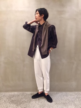 「Tシャツ/カットソー」｜「アイテム（スリッポン）」を使った、kakita tsuyoshiさん（メンズ・174cm）の夏コーディネート