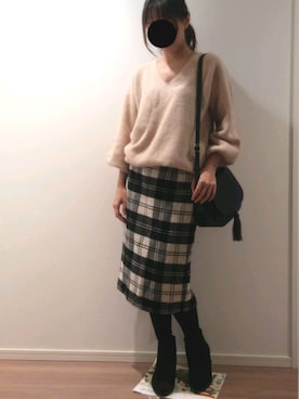 スピックアンドスパン AIRLY FUR KNIT Vネックプルオーバー