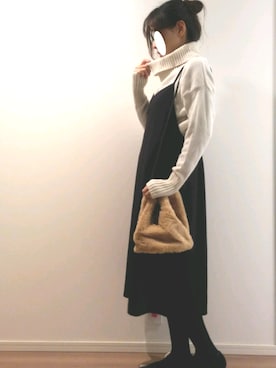 「タートルネック」｜「アイテム（アンサンブル）」を使った、まりさん（レディース・156cm）の冬コーディネート