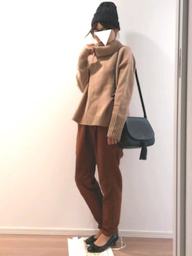 「reca（レカ）のアイテム（ニットキャップ/ビーニー）」を使った、まりさん（レディース・156cm）の冬コーディネート