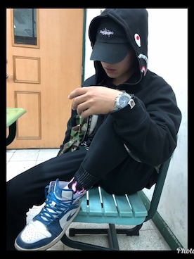 「A BATHING APE（アベイシングエイプ）のアイテム（その他アウター）」を使った、YunYan Zhuさん（メンズ・168cm）の冬コーディネート