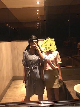 「selfiniのアイテム（ワンピース、ブルー系）」を使った、卷卷蛋蛋机さん（レディース）の夏コーディネート
