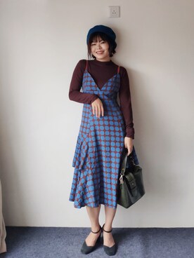 「通勤穿搭」｜「アイテム（ワンピース/ドレス）」を使った、zhoucancanさん（レディース・156cm）の秋コーディネート