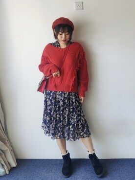 「通勤穿搭」｜「アイテム（ブーツ）」を使った、zhoucancanさん（レディース・156cm）の秋コーディネート