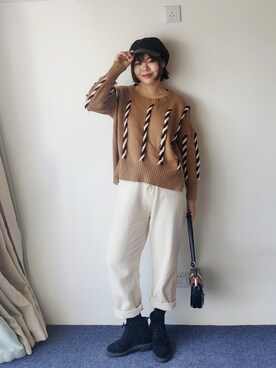 「通勤穿搭」｜「アイテム（ブーツ）」を使った、zhoucancanさん（レディース・156cm）の冬コーディネート