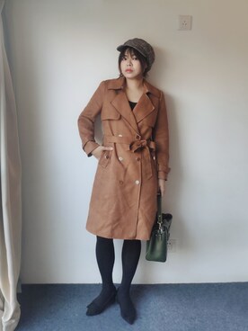 「通勤穿搭」｜「アイテム（ダウンジャケット/コート）」を使った、zhoucancanさん（レディース・156cm）の冬コーディネート