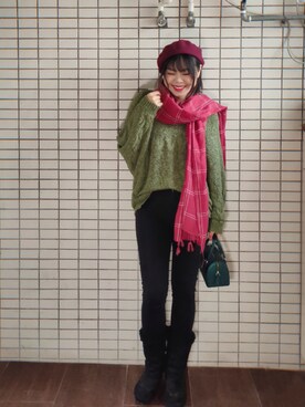 「通勤穿搭」｜「アイテム（ブーツ）」を使った、zhoucancanさん（レディース・156cm）の冬コーディネート