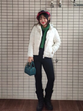 「通勤穿搭」｜「アイテム（ブーツ）」を使った、zhoucancanさん（レディース・156cm）の冬コーディネート
