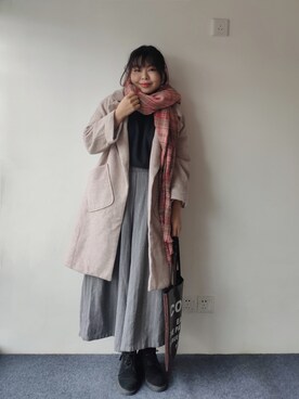 「通勤穿搭」｜「アイテム（ブーツ）」を使った、zhoucancanさん（レディース・156cm）の冬コーディネート