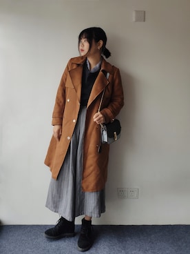 「通勤穿搭」｜「アイテム（ブーツ）」を使った、zhoucancanさん（レディース・156cm）の冬コーディネート