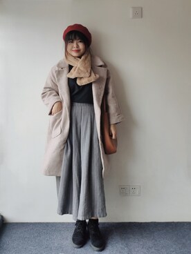 「通勤穿搭」｜「アイテム（ブーツ）」を使った、zhoucancanさん（レディース・156cm）の冬コーディネート