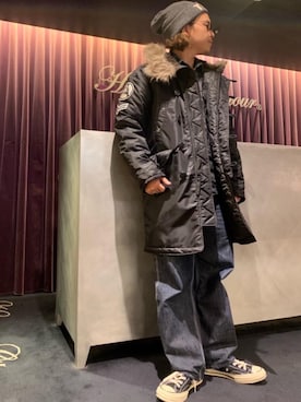 「HYSTERIC GLAMOUR（ヒステリックグラマー）のREVOLUTION SOUNDS刺繍 CPOシャツ（シャツ/ブラウス）」を使った、ryutaro shimoyamaさん（メンズ・170cm）の秋コーディネート