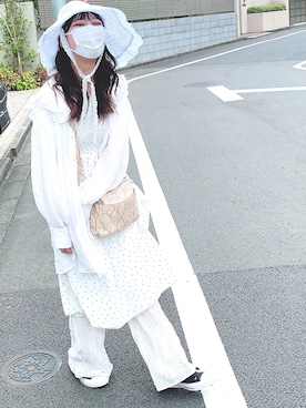「WC（ダブル シー）のアイテム（帽子）」を使った、おちゅんさん（レディース・157cm）の春コーディネート