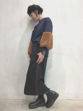 「Simplicite（サンプリシテ）のアイテム（スウェット）」を使った、shichirinさん（レディース・157cm）の秋コーディネート