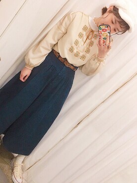 「アイテム（キャスケット、ホワイト系）」を使った、＊kana＊さん（レディース・165cm）の秋コーディネート